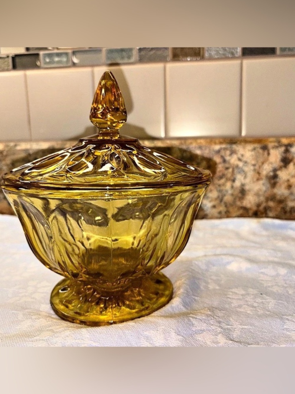 1970s Vintage Amber Candy Dish💛✨